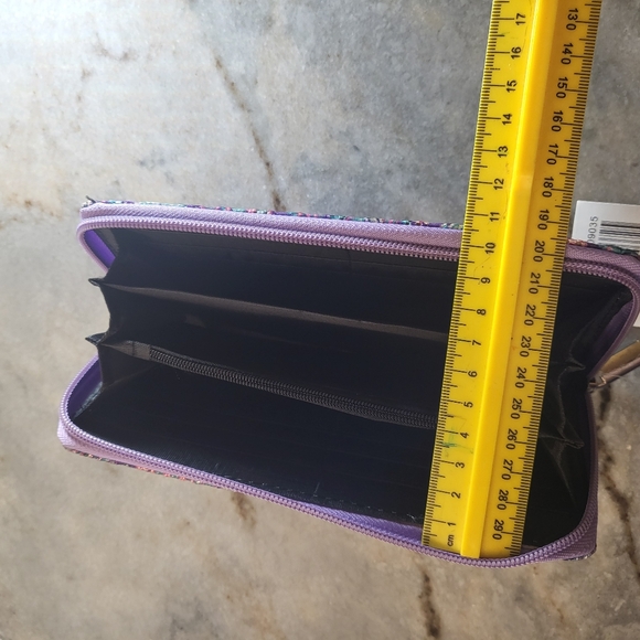 Elegant Paisley Wallet Clutch zippered, purple pink and blue Boho Chic - Picture 4 of 5